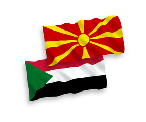 Flags of Sudan and North Macedonia on a white background