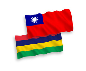 Flags of Mauritius and Taiwan on a white background