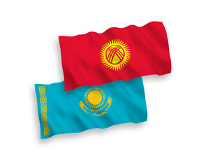 Flags of Kazakhstan and Kyrgyzstan on a white background