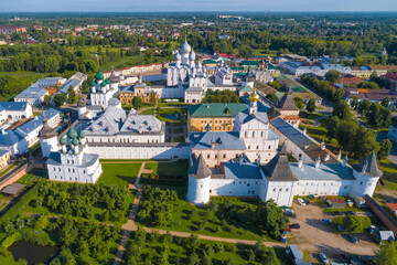 Rostov Kremlin on a sunny July day (aerial photography). Yaroslavl Region, Golden Ring of Russia