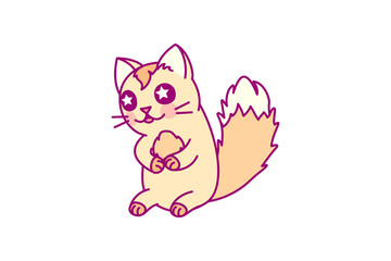 vector cute cartoon little cat. cartoon character