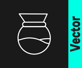 White line Chemex icon isolated on black background. Alternative methods of brewing coffee. Coffee culture. Vector Illustration.