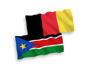 Fototapeta premium Flags of Belgium and Republic of South Sudan on a white background