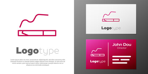 Logotype line Cigarette icon isolated on white background. Tobacco sign. Smoking symbol. Logo design template element. Vector Illustration.