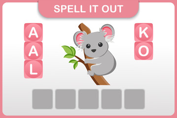 Spelling word and vocabulary worksheet : Koala