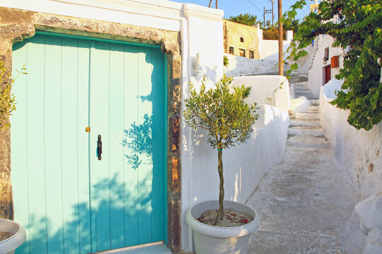 A view in the traditional village of Vothonas, Santorini, Greece.