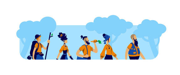 Diverse way of living flat concept vector illustration