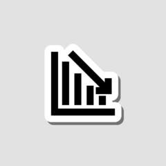 Declining graph sticker icon isolated on gray background
