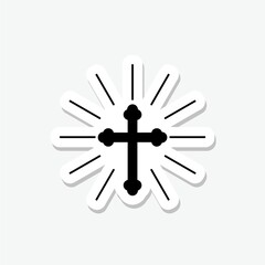 Christian Cross sticker icon isolated on gray background