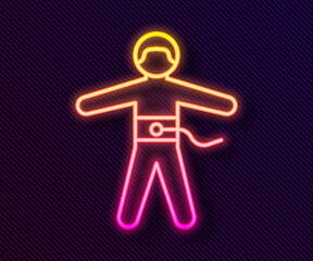 Glowing neon line Bungee jumping icon isolated on black background. Vector Illustration.