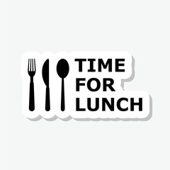 Time for lunch sticker icon isolated on gray background