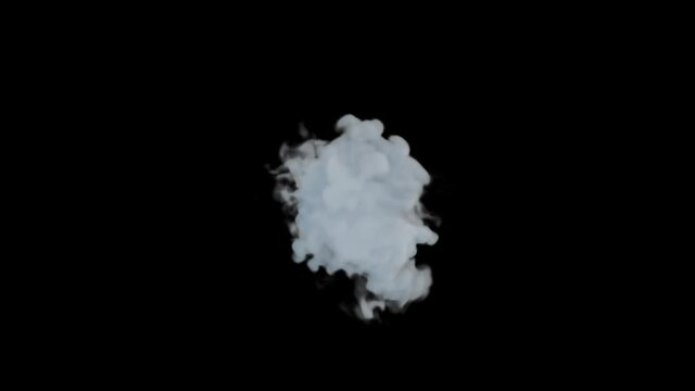 VFX animation of dry ice smoke clouds fog on green background.  
