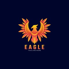 Vector Logo Illustration Eagle Gradient Colorful Style.