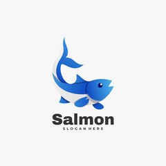 Vector Logo Illustration Salmon Gradient Colorful Style.