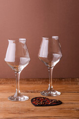 Two glasses of beer for lovers. Octoberfest. Valentines day. Happy couple concept. Bright red background.
