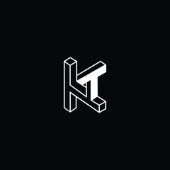 Professional Innovative 3D Initial KT  logo and TK logo. Letter KT TK Minimal elegant Monogram. Premium Business Artistic Alphabet symbol and sign