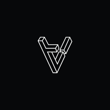 Professional Innovative 3D Initial TV logo and VT logo. Letter TV VT Minimal elegant Monogram. Premium Business Artistic Alphabet symbol and sign