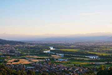 Fototapeta na wymiar Beautiful landscape in Piedmont, hilly region in northwestern Italy.