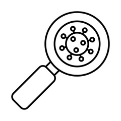 magnifying glass with coronavirus virus icon, line style