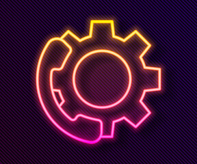 Glowing neon line Telephone 24 hours support icon isolated on black background. All-day customer support call-center. Full time call services. Vector Illustration.