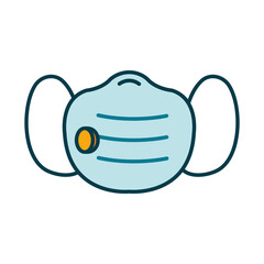 medical mask with filter icon, line and fill style