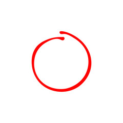 Round frame. Red highlight pen circle, hand draw. Vector. Round stroke 