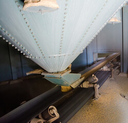 silo elevator conveyor system for grain, conveyor belt of silo.  © View_From_My_Lens
