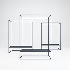 metal rack construction into the loft interior, 3d rendering