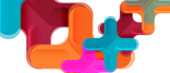 Glossy multicolored plastic style cross composition, x shape design, techno geometric modern abstract background. Trendy abstract layout template