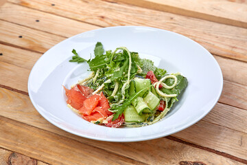salnted salmon with fresh vegetables