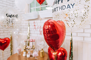 birthday decoration with red ribbon