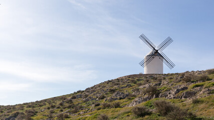 Windmill on top of a hill in the province of Toledo, Spain