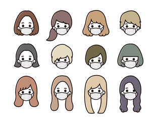 Obraz premium マスクの女性 アイコン