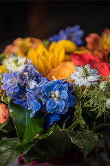 Colorful Summer Flowers Bouquet on background