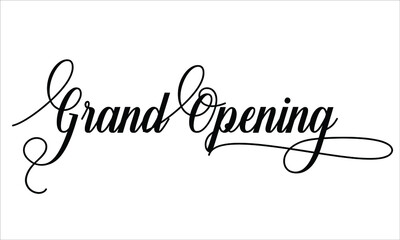 Grand Opening Calligraphic Cursive Typographic Text on White Background