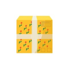 Carton packages with adhesive tape for delivery icons. Set of postal parcels, packs, boxes, letters, envelopes. parcel for online delivery service concept. Isolated vector