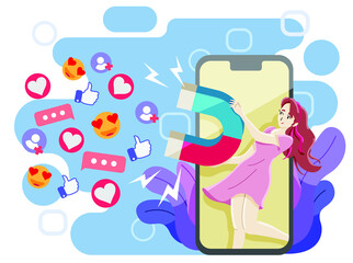 social media magnet and influencer concept.