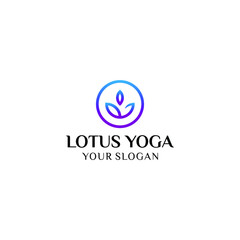 stock logo yoga design. human meditation in lotus flower vector illustration