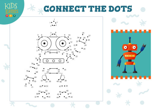 Connect the dots kids game vector illustration. Kindergarten children educational activity