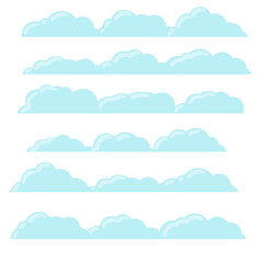 Blue bubbles cloud. Isolated Cartoon flat illustration. White sky and good summer weather