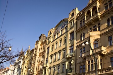 Fototapeta na wymiar Traditional bohemian buildings in Prague (Praha, Czech Republic, Europe)