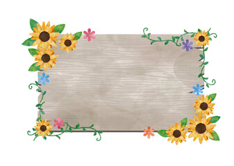 ひまわり_掲示板_木目フレーム