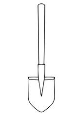 Garden tool kit, line shovel, vector illustration isolated on white background