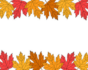 Postcard frame autumn maple leaves on a white background vector illustration