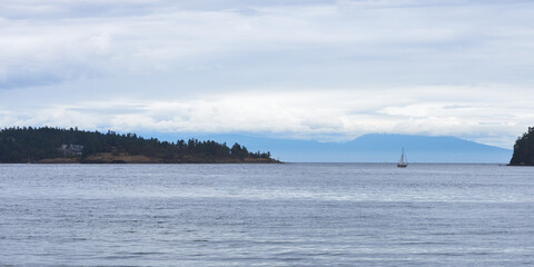 Panoramic view of the ocean bay near Bamfield in Canada.