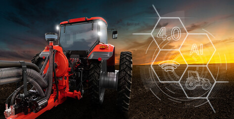 Autonomous tractor with artificial intelligence. Digitalization and digital transformation in...