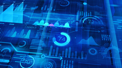 Virtual space with big data in 3D.