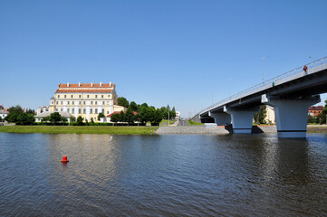New automobile bridge over the Pina River in the city of Pinsk,