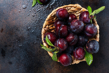 Top down view of sweet plums