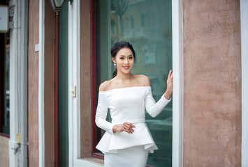 young woman in a wedding dress